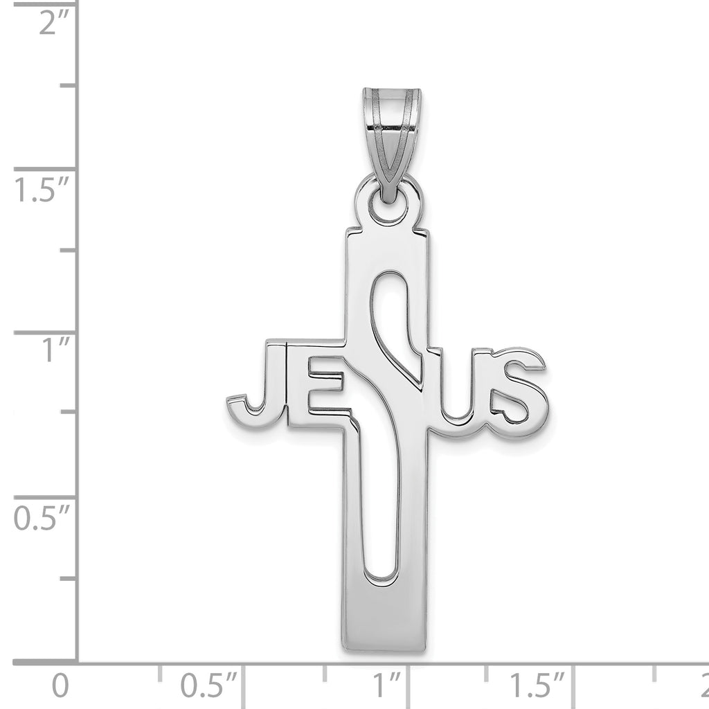 Sterling Silver 925 Extra Large Jesus Cross Pendant with Rhodium Elegance