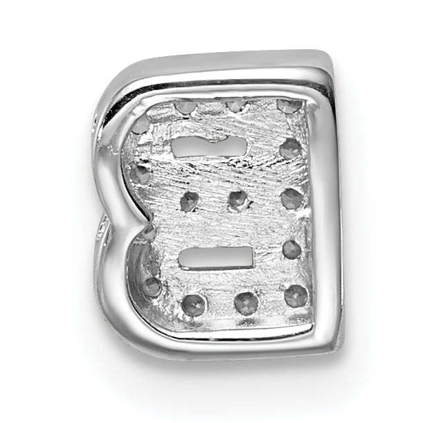Sterling Silver 925 CZ Letter B Charm with Rhodium Elegance