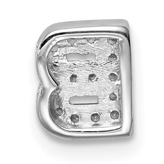 Sterling Silver 925 CZ Letter B Charm with Rhodium Elegance