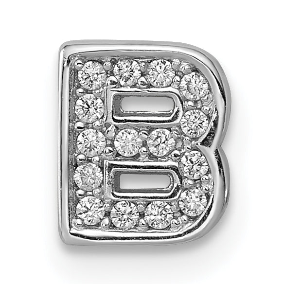 Sterling SilverRhodium-plated CZ Letter B Initial Slide Charm Main image