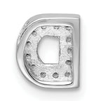 Sterling Silver CZ Letter D Charm with Rhodium Plating Elegance