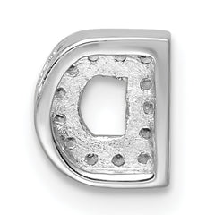 Sterling Silver CZ Letter D Charm with Rhodium Plating Elegance