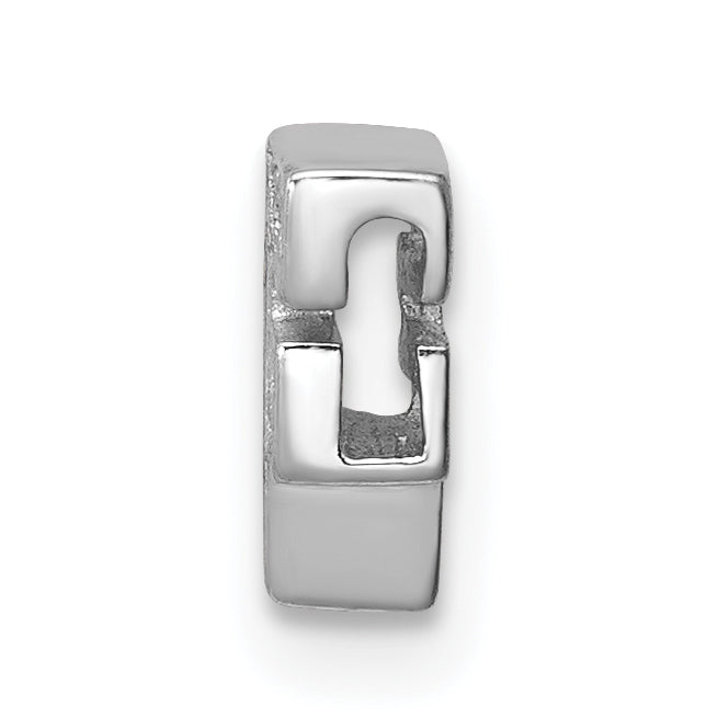 Sterling Silver CZ Letter F Charm with Rhodium Plating