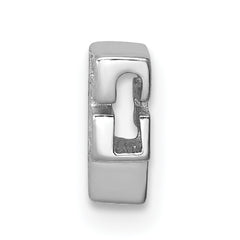 Sterling Silver CZ Letter F Charm with Rhodium Plating