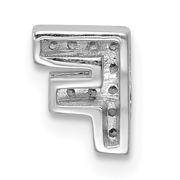 Letter F Initial Slide Charm in Sterling Silver