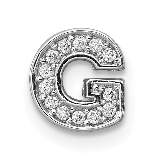 Sterling Silver Rhodium-plated CZ Letter G Initial Slide Charm Main image