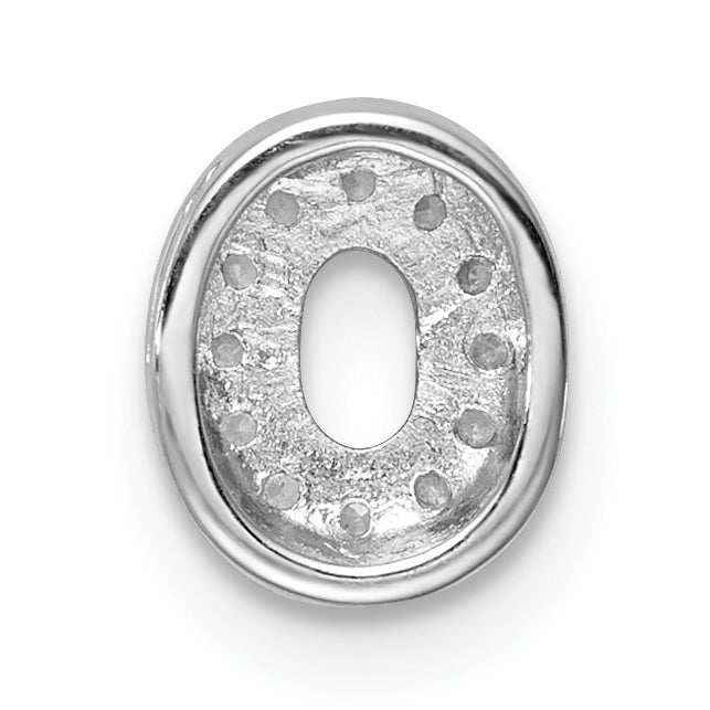Sterling Silver Rhodium CZ Letter O Charm Elegant Slide Design