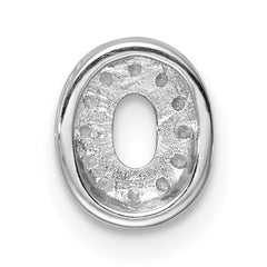 Sterling Silver Rhodium CZ Letter O Charm Elegant Slide Design