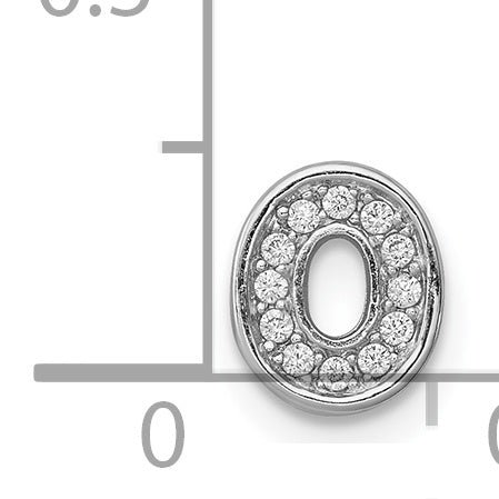 Sterling Silver Rhodium CZ Letter O Charm Elegant Slide Design
