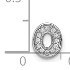 Sterling Silver Rhodium CZ Letter O Charm Elegant Slide Design