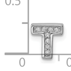 Sterling Silver 925 T Charm with Synthetic CZ and Rhodium Finish