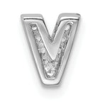 Sophia Jewelers Sterling Silver CZ Letter V Slide Charm with Rhodium Plating