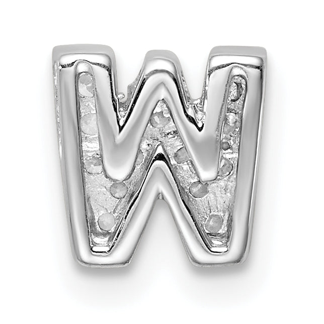 Sophia Jewelers Sterling Silver CZ W Charm Rhodium-Plated Elegance