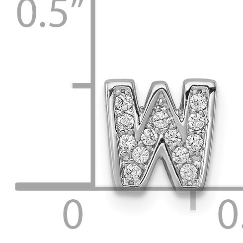 Sophia Jewelers Sterling Silver CZ W Charm Rhodium-Plated Elegance