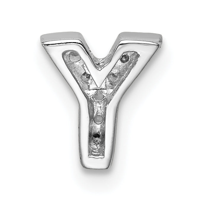 Sophia Jewelers Sterling Silver CZ Letter Y Charm with Rhodium Elegance