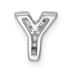 Sophia Jewelers Sterling Silver CZ Letter Y Charm with Rhodium Elegance