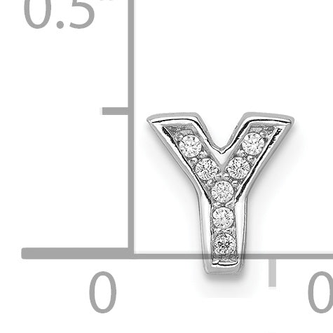 Sophia Jewelers Sterling Silver CZ Letter Y Charm with Rhodium Elegance