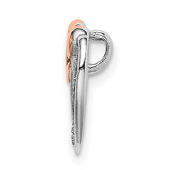 Sterling Silver Rose-Tone Enamel Slide Pendant with Rhodium Polish