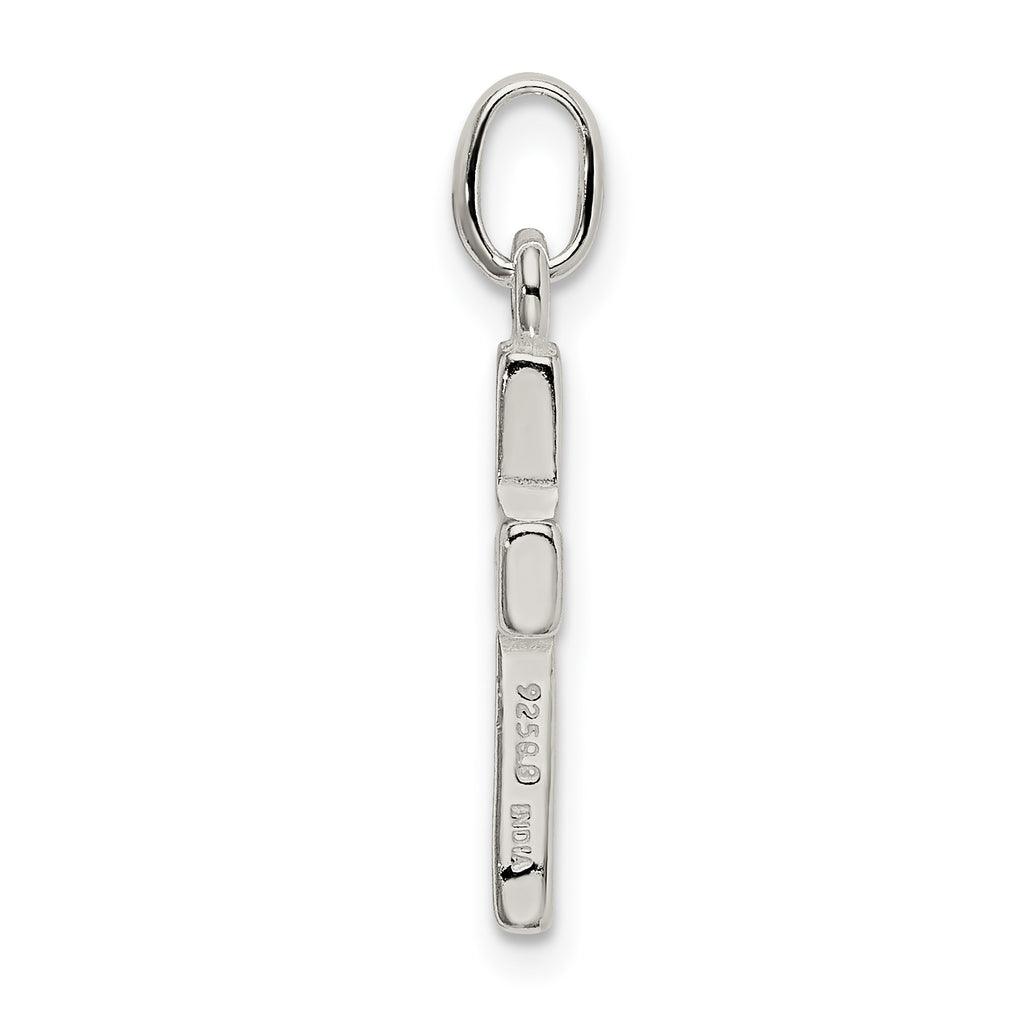Sterling Silver 925 Polished Cross Charm with Anti-Tarnish Finish