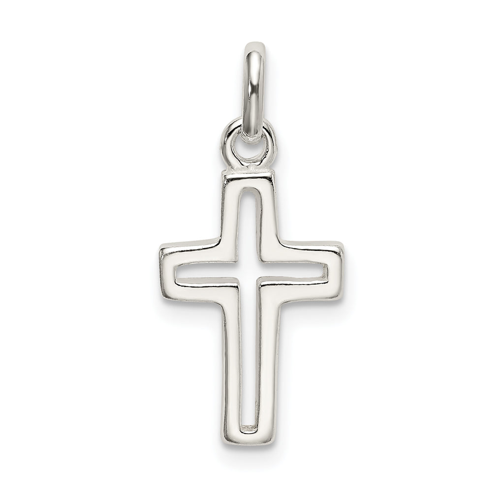 Sterling Silver 925 Polished Cross Charm with Anti-Tarnish Finish