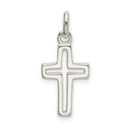 Sterling Silver 925 Polished Cross Charm with Anti-Tarnish Finish