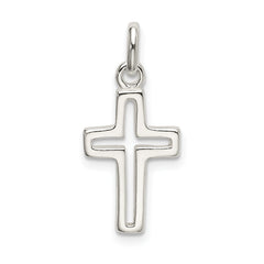 Sterling Silver 925 Polished Cross Charm with Anti-Tarnish Finish