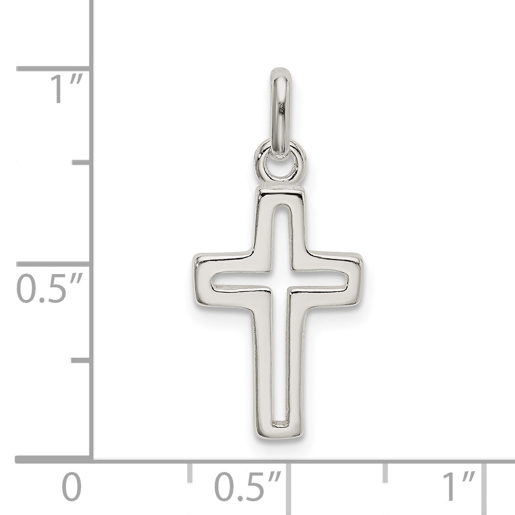 Sterling Silver 925 Polished Cross Charm with Anti-Tarnish Finish