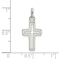 Sterling Silver 925 Polished Cross Charm with Anti-Tarnish Finish