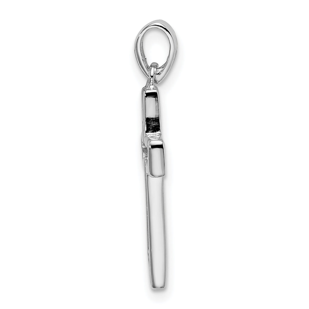 Sophia Jewelers: Polished Sterling Silver Cross Pendant with Rhodium Finish