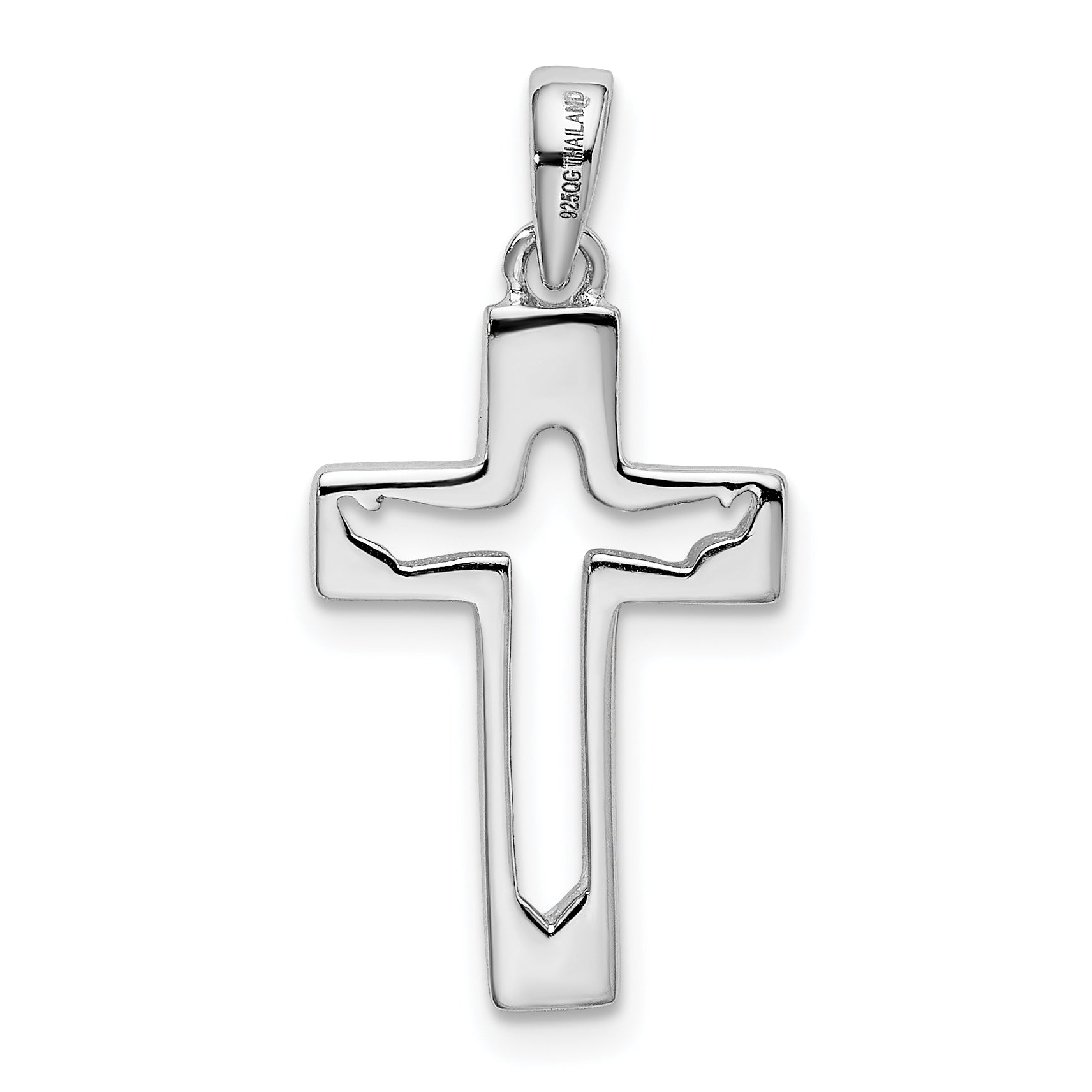 Sophia Jewelers: Polished Sterling Silver Cross Pendant with Rhodium Finish