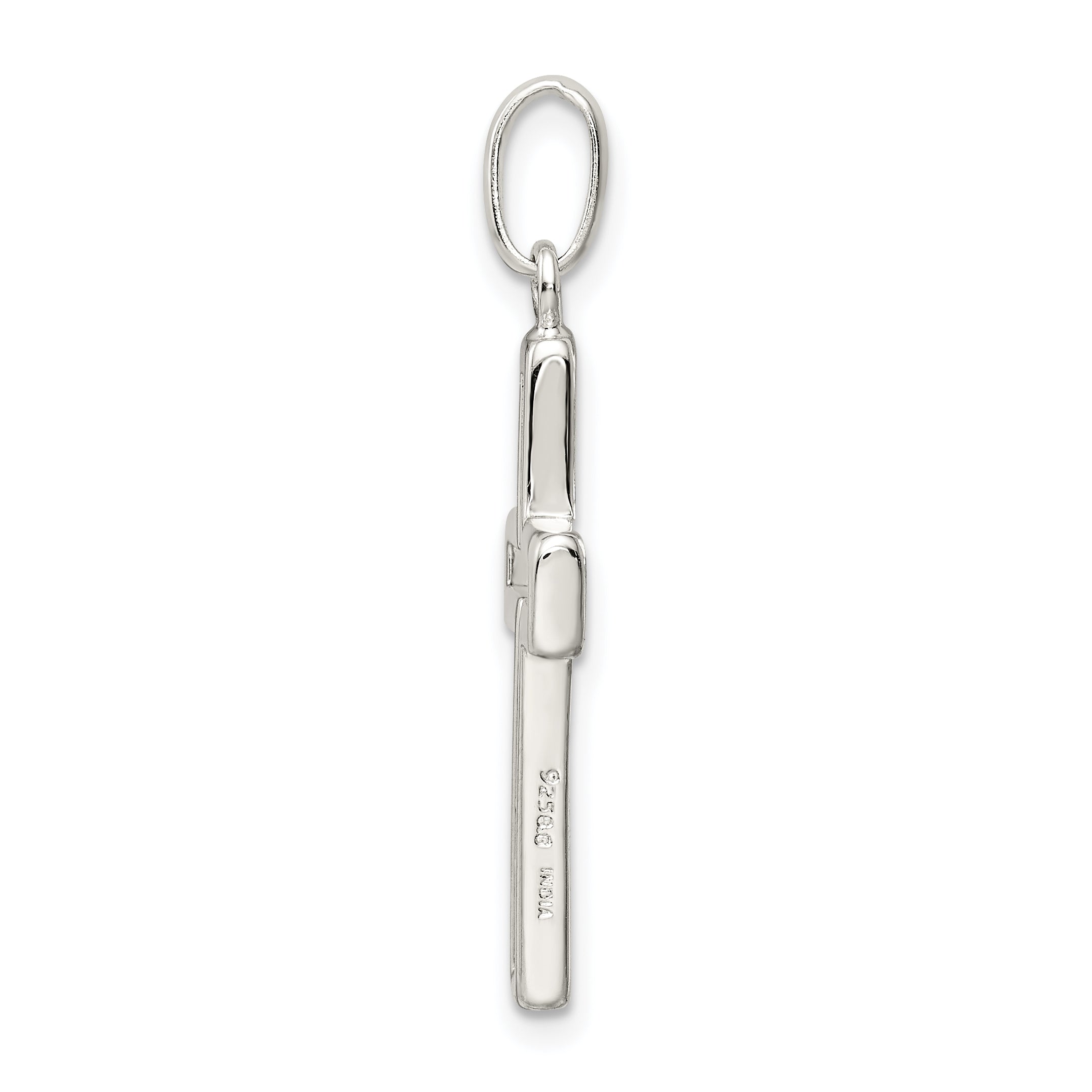 Sterling Silver 925 Polished Cross Charm with Anti-Tarnish Finish