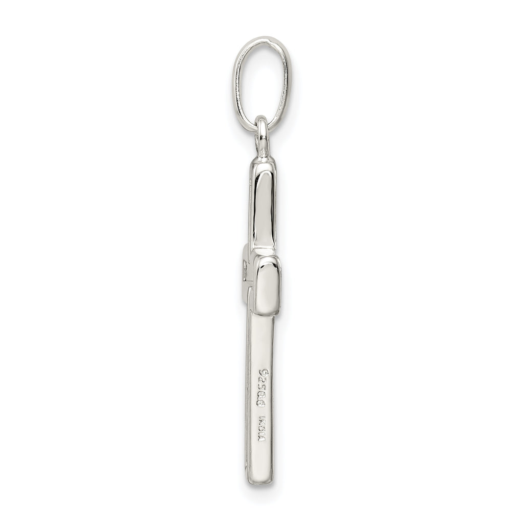 Sterling Silver 925 Polished Cross Charm with Anti-Tarnish Finish