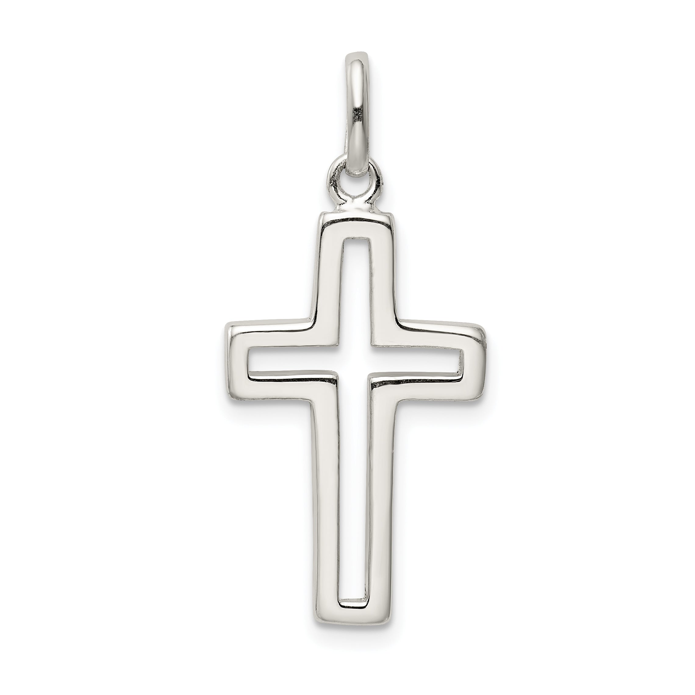 Sterling Silver 925 Polished Cross Charm with Anti-Tarnish Finish
