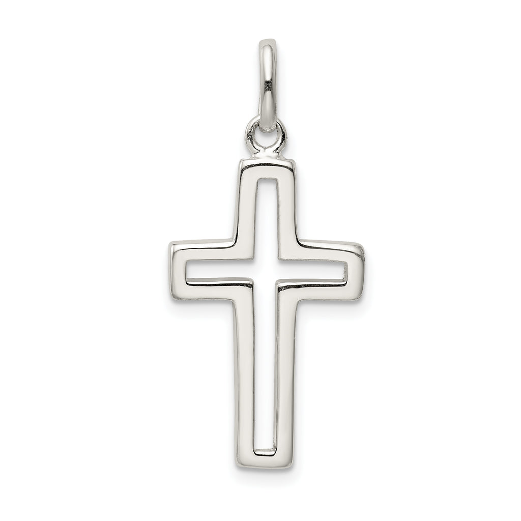 Sterling Silver 925 Polished Cross Charm with Anti-Tarnish Finish