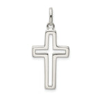 Sterling Silver 925 Polished Cross Charm with Anti-Tarnish Finish