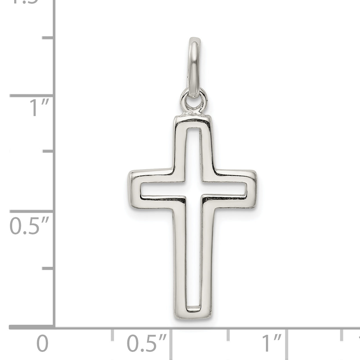 Sterling Silver 925 Polished Cross Charm with Anti-Tarnish Finish