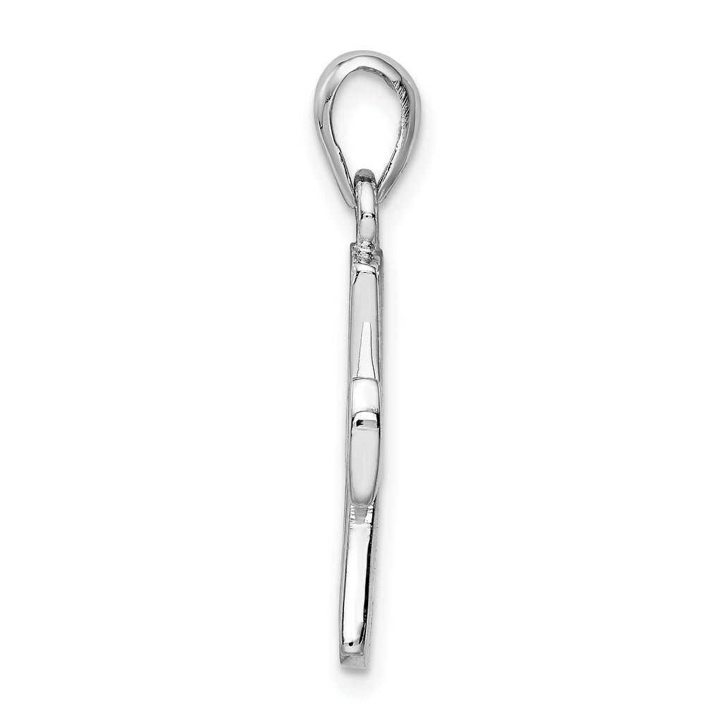 Sterling Silver 925 Polished Opal Cross Pendant with Rhodium Plating