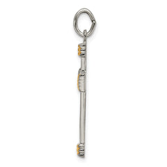 Sterling Silver & Gold-Plated Cross Pendant with Polished Two-Tone Finish