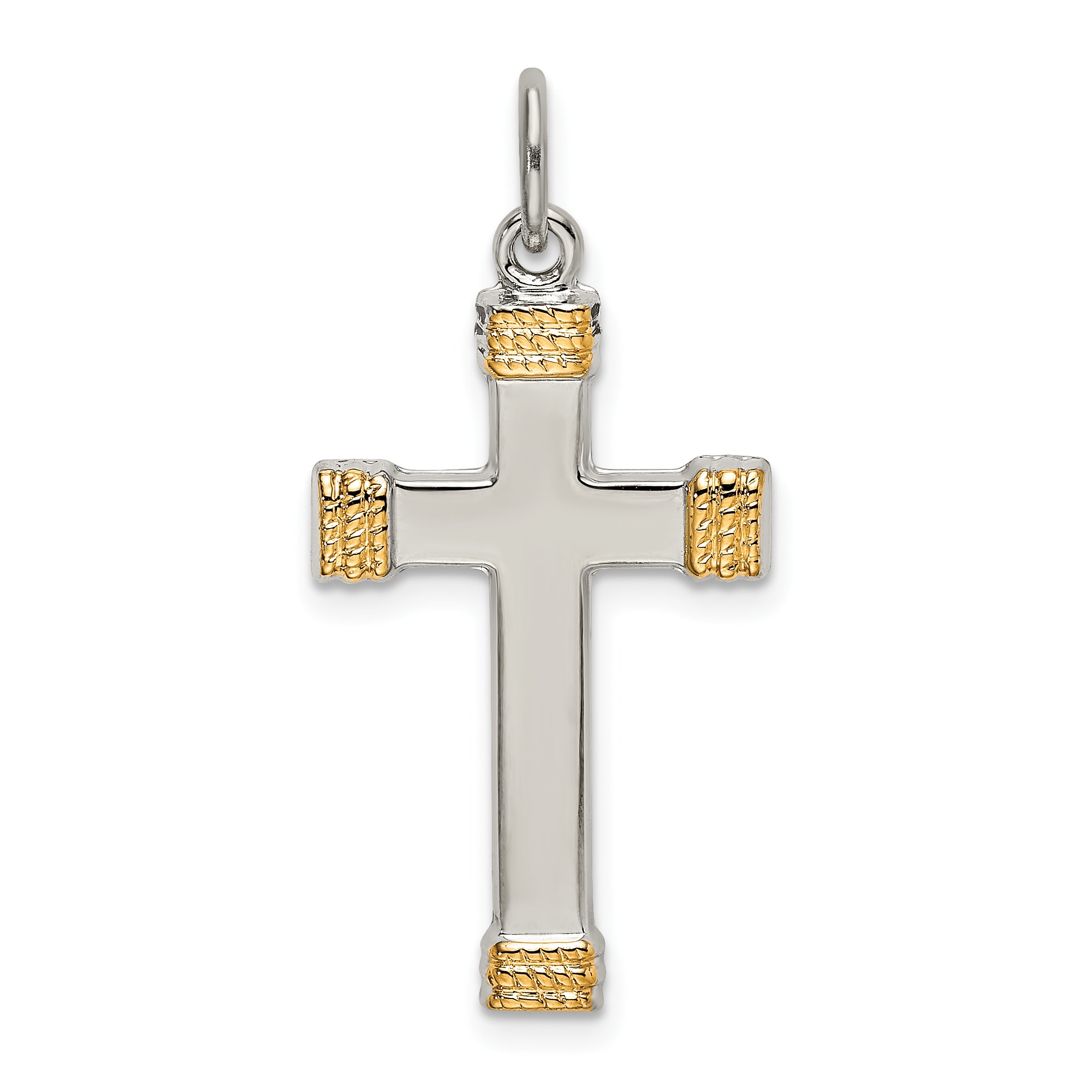 Sterling Silver & Gold-plated Polished Cross Pendant Main image