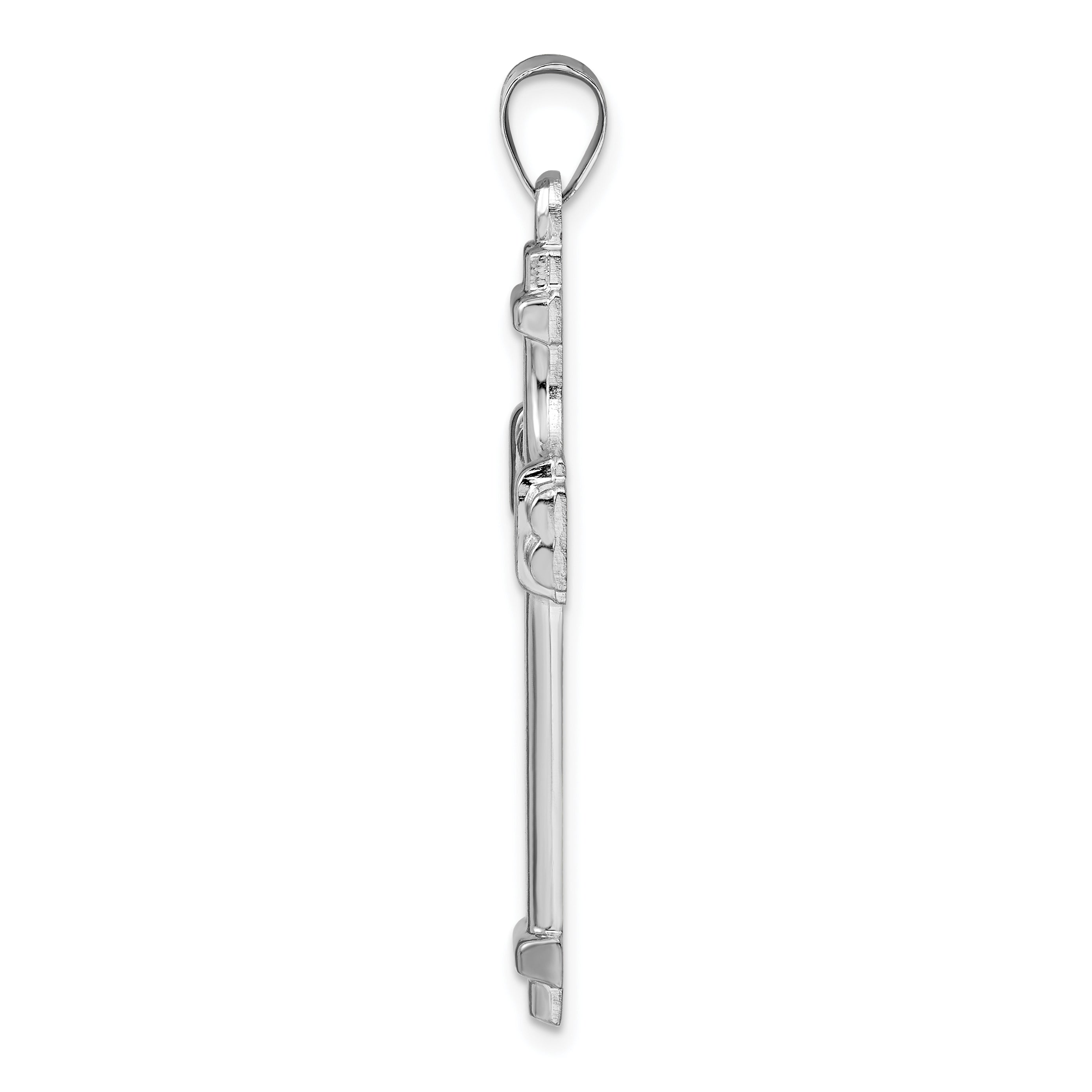 Sophia Jewelers Sterling Silver 925 Polished Rhodium Cross Pendant