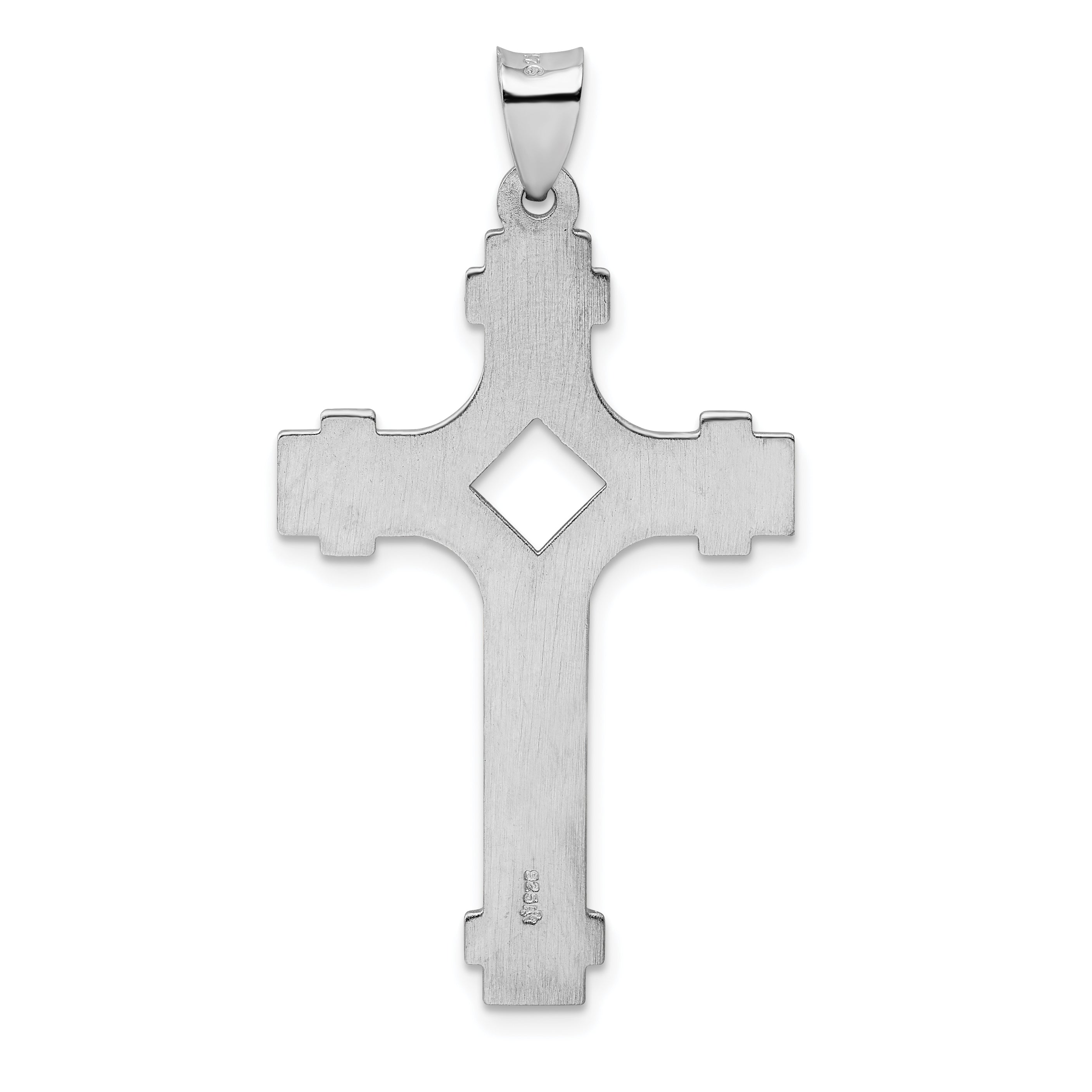 Sophia Jewelers Sterling Silver 925 Polished Rhodium Cross Pendant