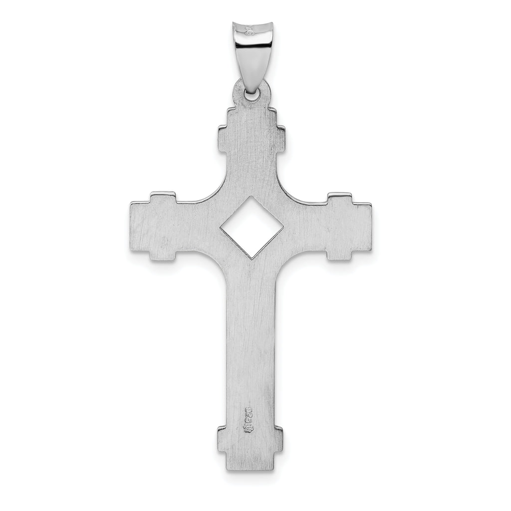 Sophia Jewelers Sterling Silver 925 Polished Rhodium Cross Pendant