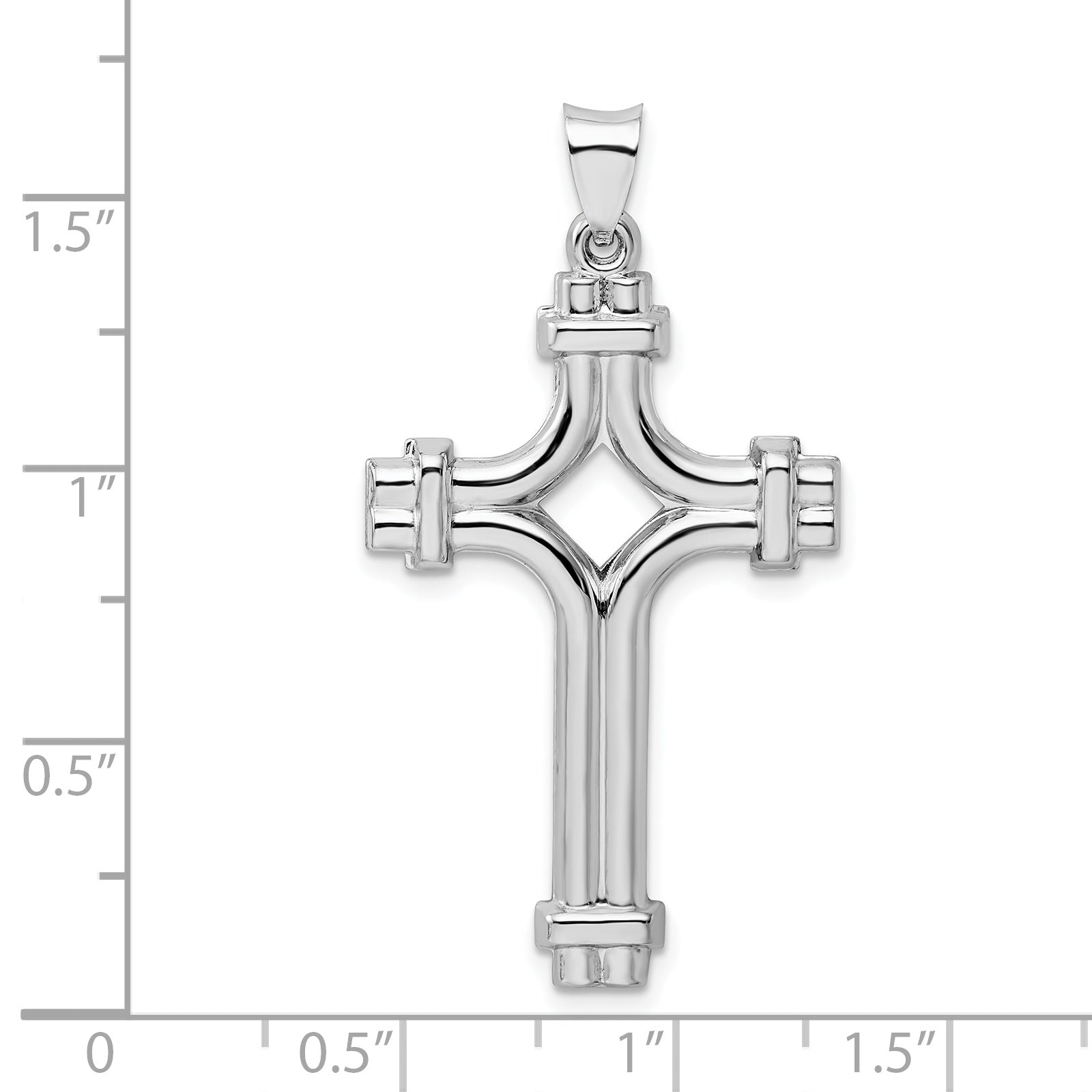 Sophia Jewelers Sterling Silver 925 Polished Rhodium Cross Pendant