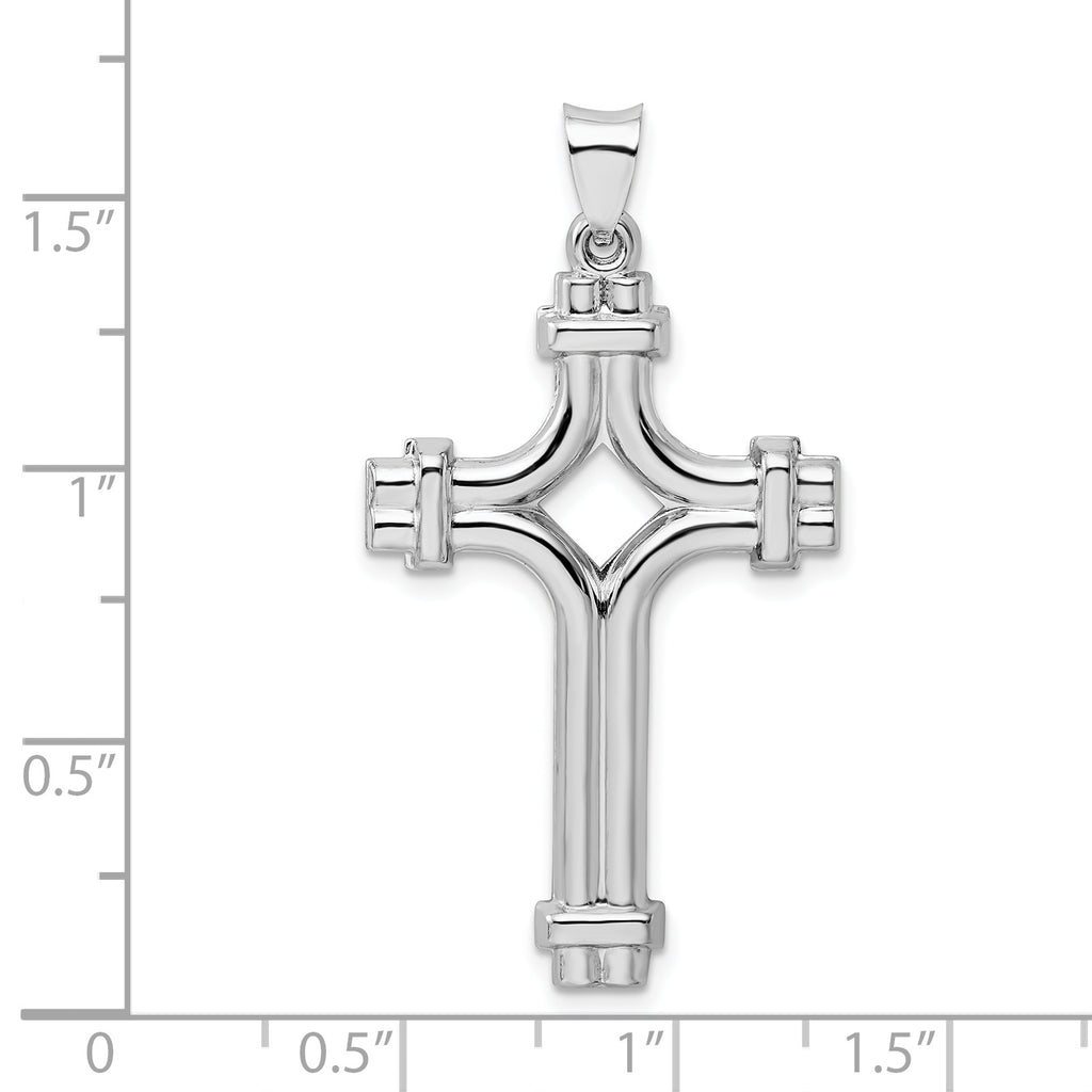 Sophia Jewelers Sterling Silver 925 Polished Rhodium Cross Pendant