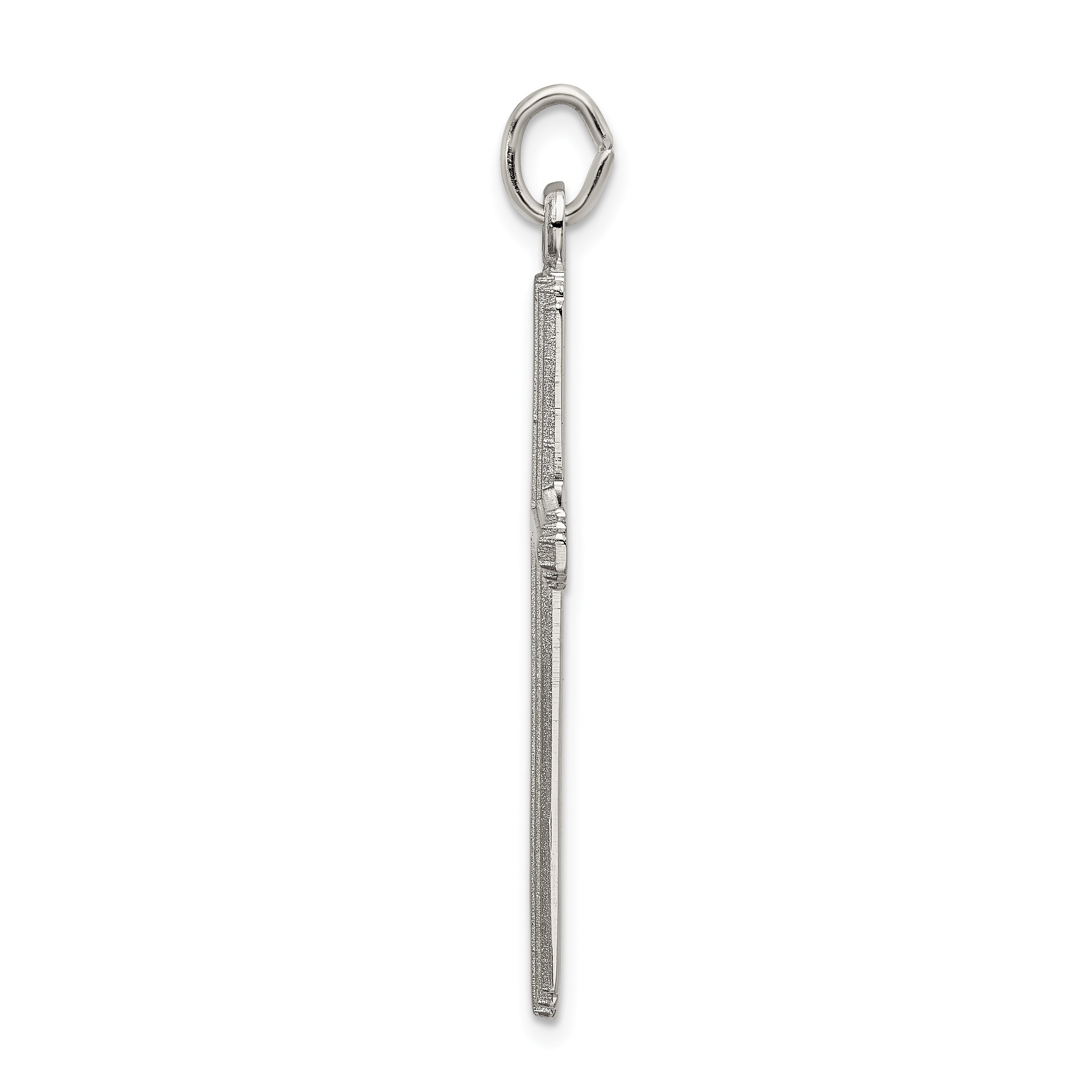 Sophia Jewelers Sterling Silver 925 Grooved Cross Pendant in Polished Platinum Finish