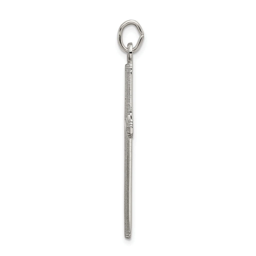 Sophia Jewelers Sterling Silver 925 Grooved Cross Pendant in Polished Platinum Finish