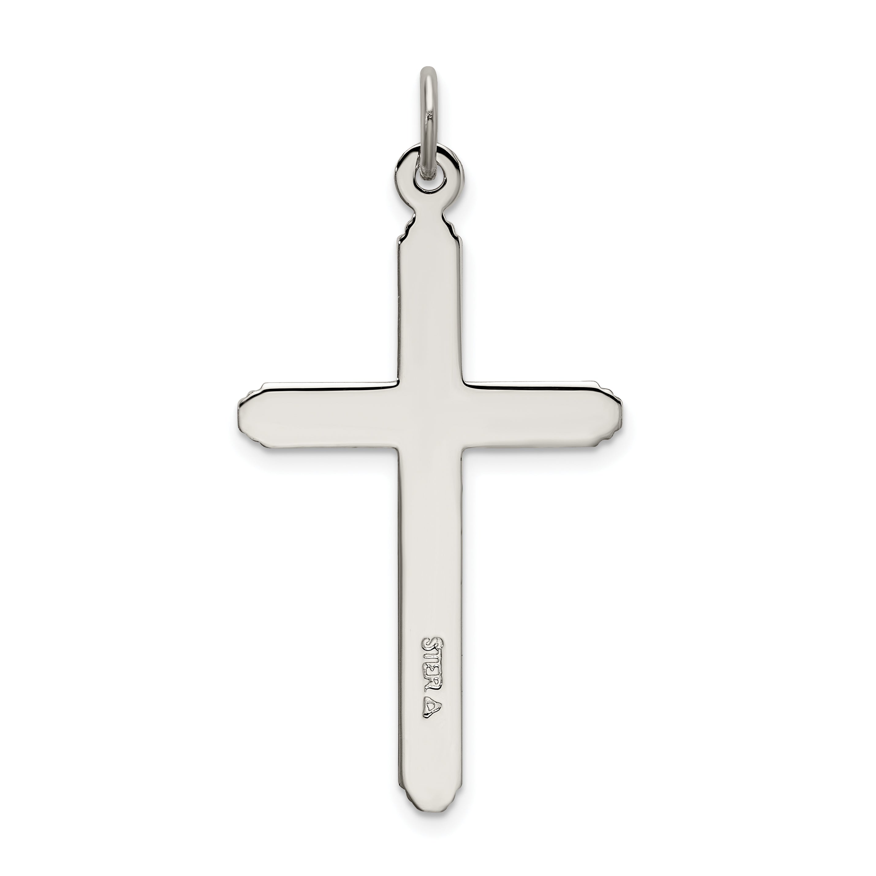 Sophia Jewelers Sterling Silver 925 Grooved Cross Pendant in Polished Platinum Finish