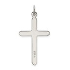 Sophia Jewelers Sterling Silver 925 Grooved Cross Pendant in Polished Platinum Finish