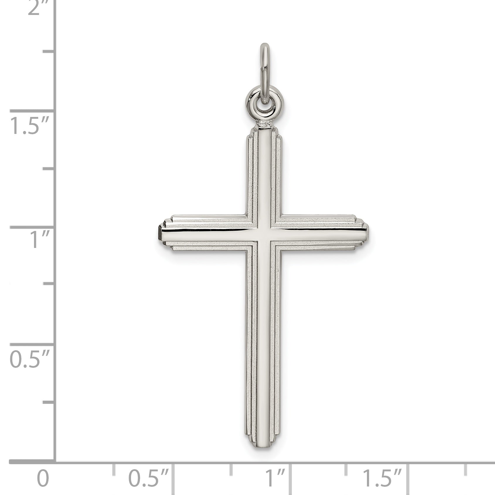 Sophia Jewelers Sterling Silver 925 Grooved Cross Pendant in Polished Platinum Finish