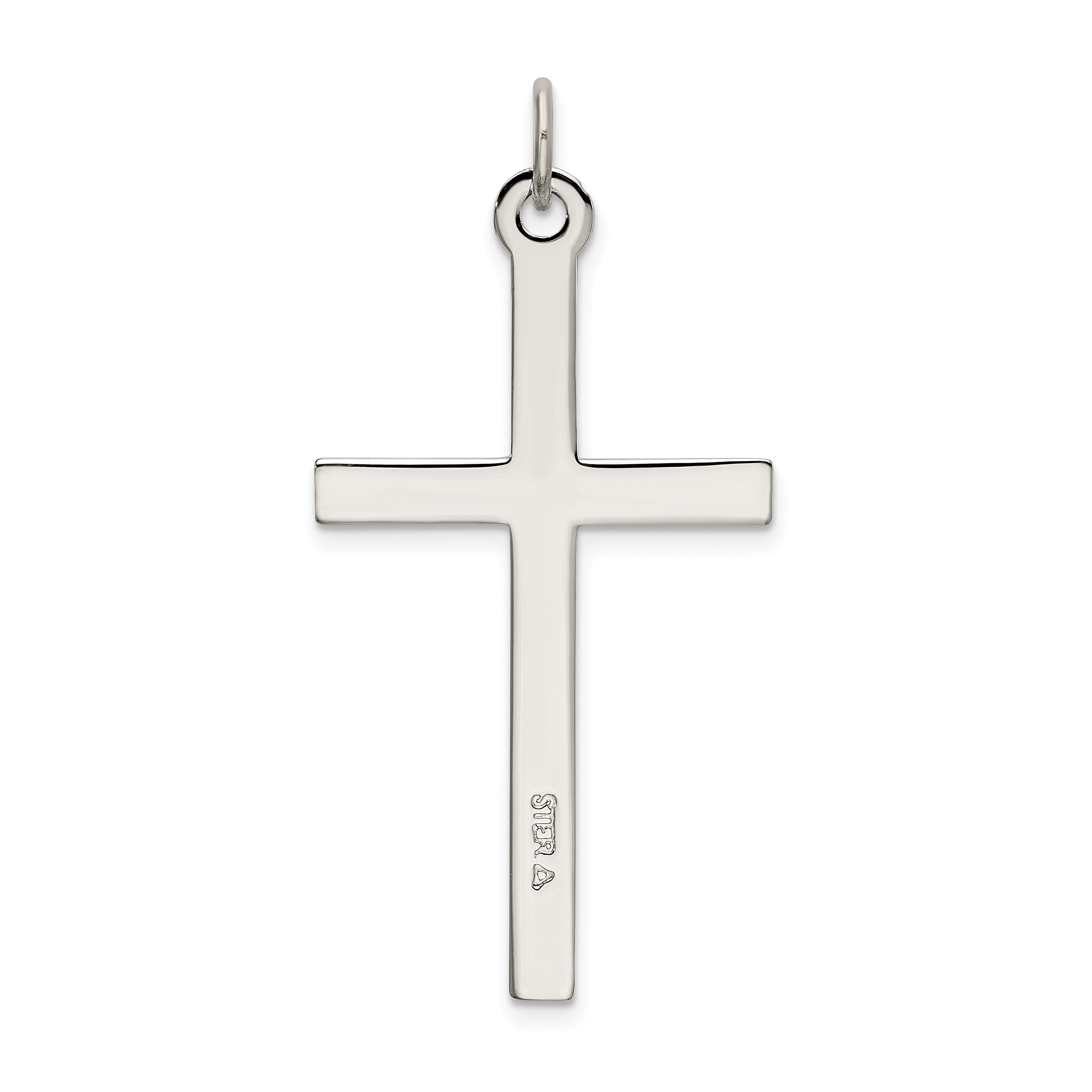 Sterling Silver 925 Cross Pendant with Polished Textured Finish
